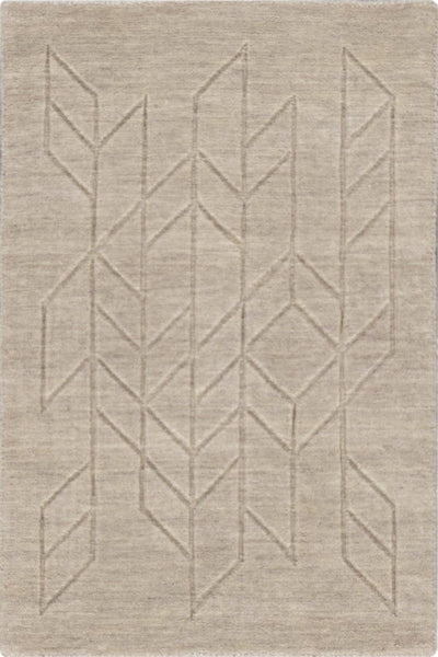 BEIGE GEOMETRIC HAND KNOTTED CARPET