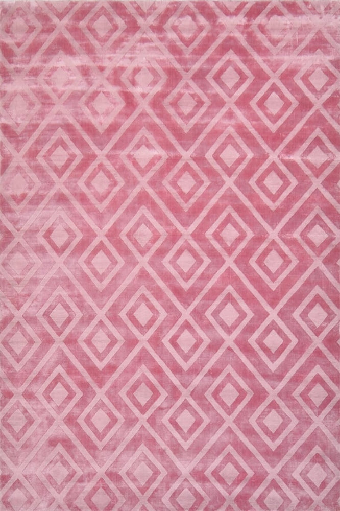 PINK GEOMETRIC HAND KNOTTED CARPET