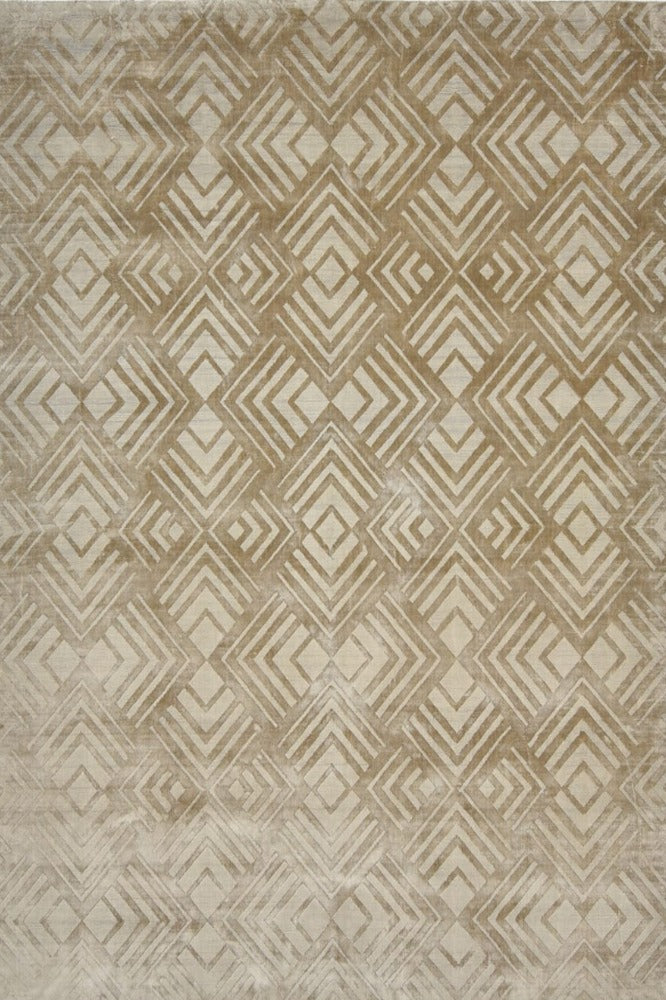 BEIGE GEOMETRIC HAND KNOTTED CARPET
