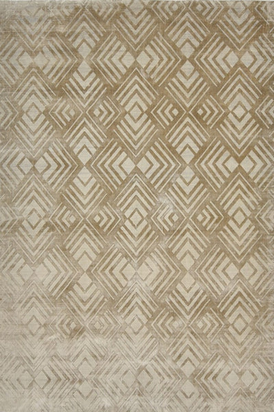 BEIGE GEOMETRIC HAND KNOTTED CARPET