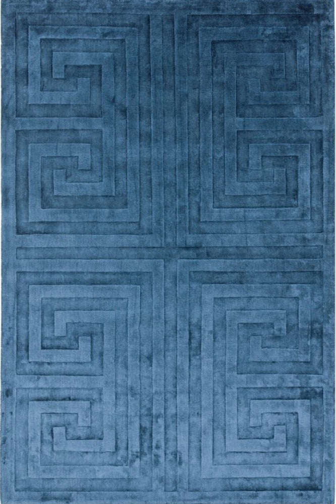 BLUE GEOMETRIC HAND KNOTTED CARPET