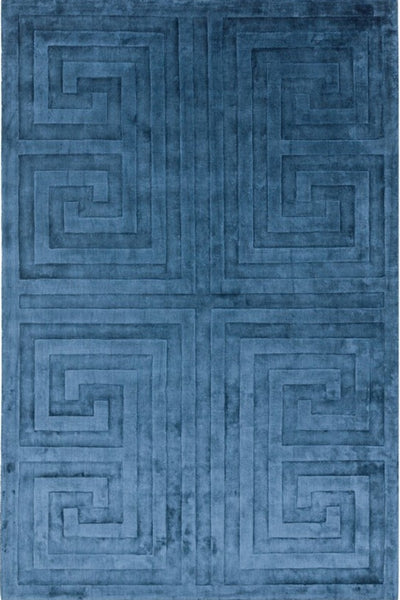 BLUE GEOMETRIC HAND KNOTTED CARPET