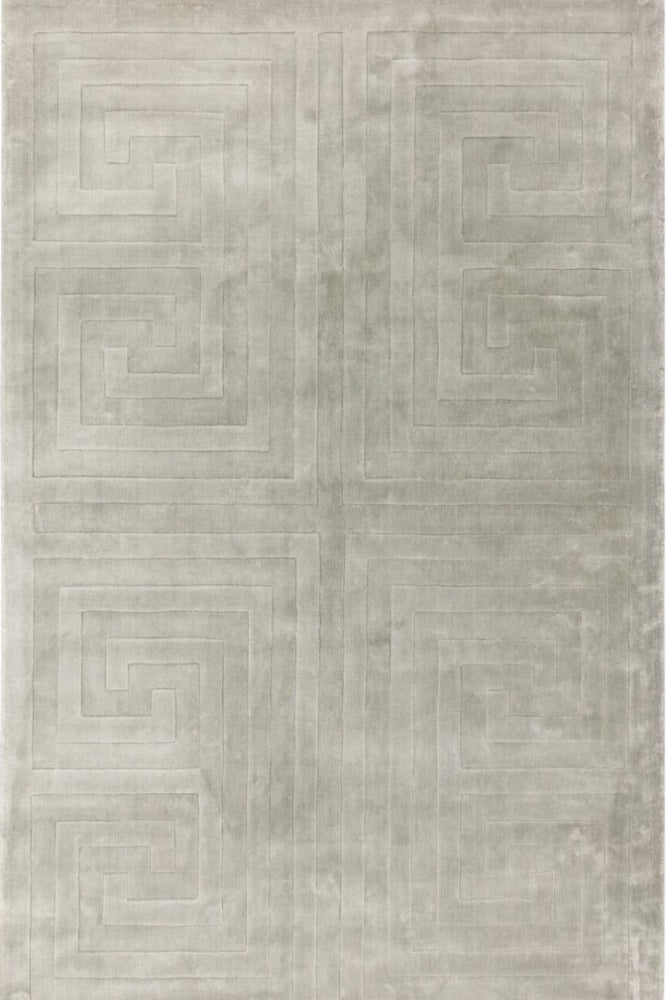 SILVER GEOMETRIC HAND KNOTTED CARPET