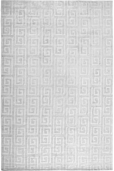 GREY GEOMETRIC HAND KNOTTED CARPET