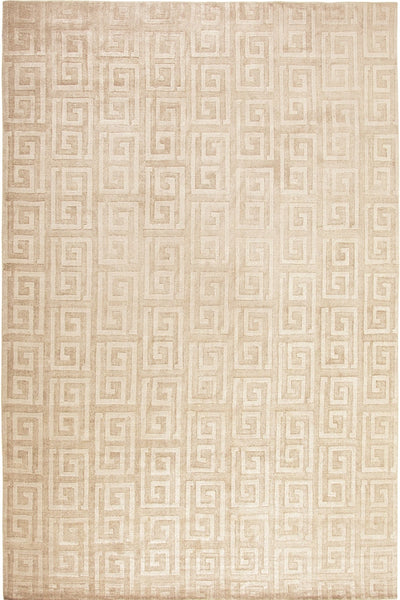 BEIGE GEOMETRIC HAND KNOTTED CARPET