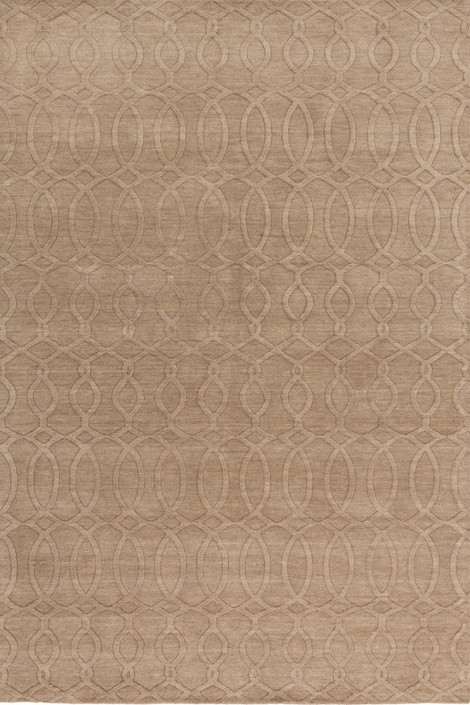 BEIGE GEOMETRIC HAND KNOTTED CARPET