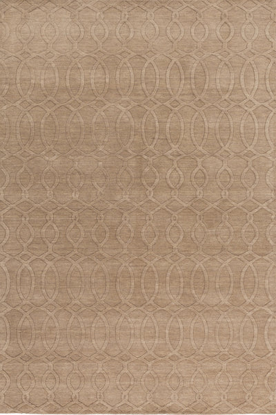 BEIGE GEOMETRIC HAND KNOTTED CARPET
