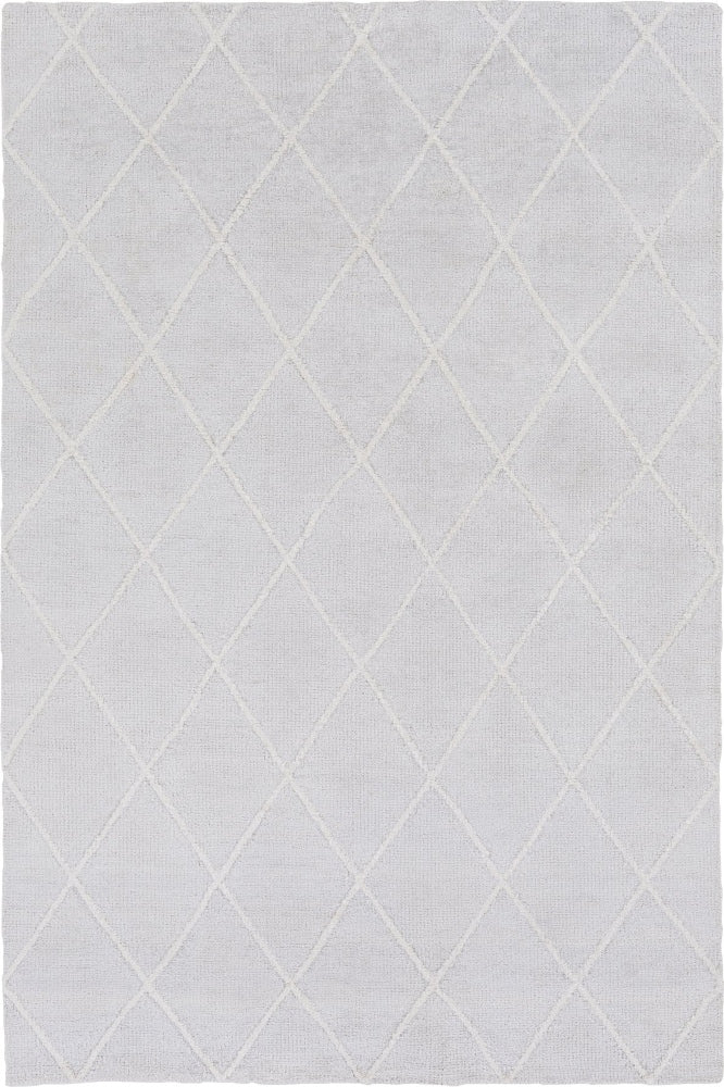 SILVER GREY GEOMETRIC HAND KNOTTED CARPET