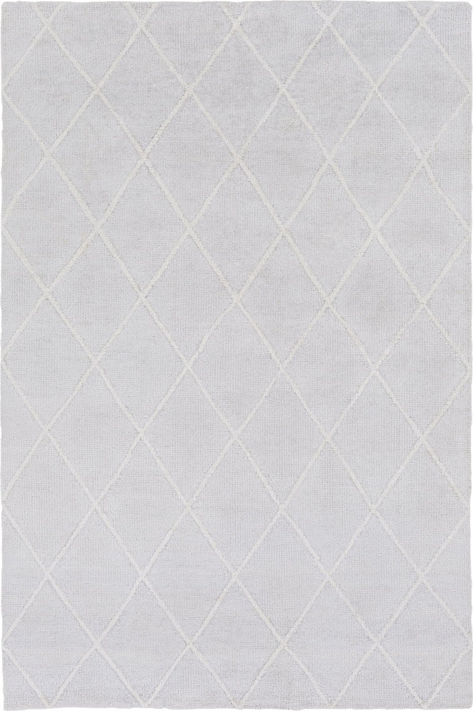SILVER GREY GEOMETRIC HAND KNOTTED CARPET