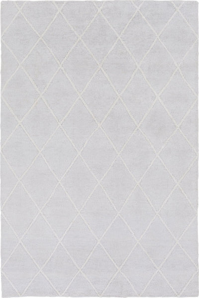SILVER GREY GEOMETRIC HAND KNOTTED CARPET