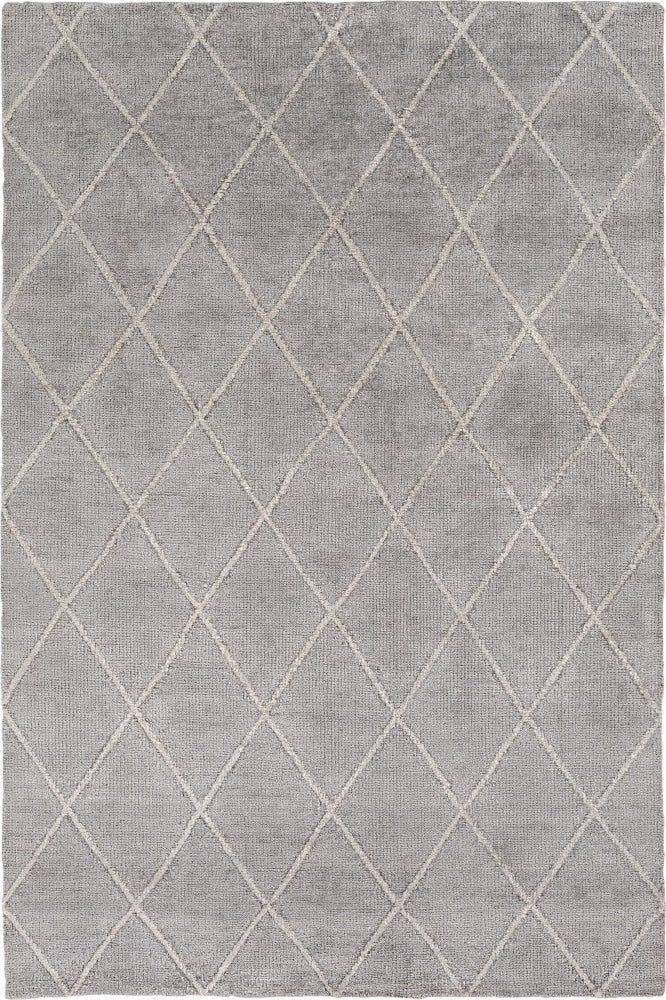 GREY GEOMETRIC HAND KNOTTED CARPET
