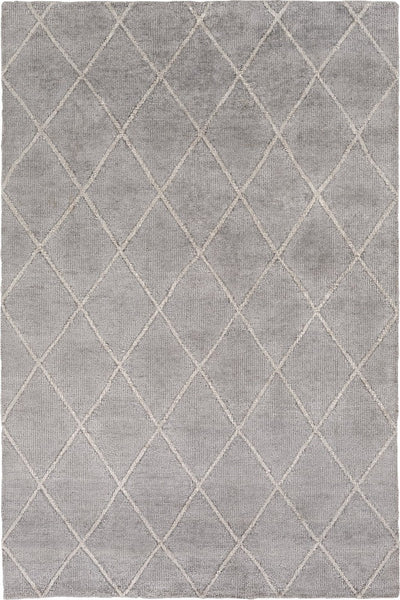 GREY GEOMETRIC HAND KNOTTED CARPET
