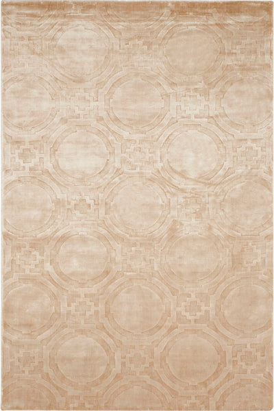 BEIGE GEOMETRIC HAND KNOTTED CARPET