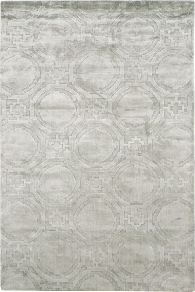 GREY GEOMETRIC HAND KNOTTED CARPET
