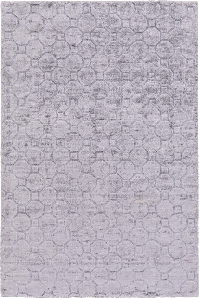 GREY GEOMETRIC HAND KNOTTED CARPET