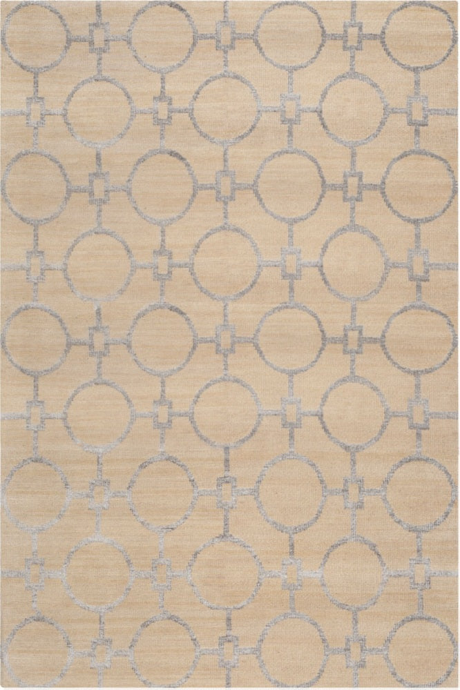 BEIGE GEOMETRIC HAND KNOTTED CARPET