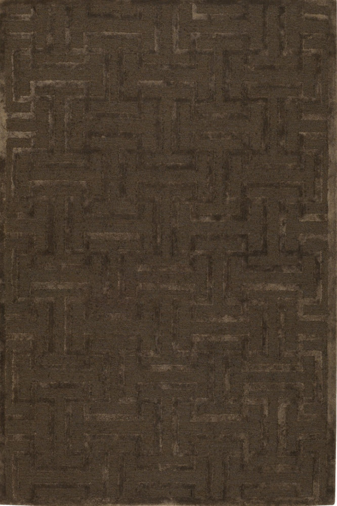 BROWN GEOMETRIC HAND KNOTTED CARPET
