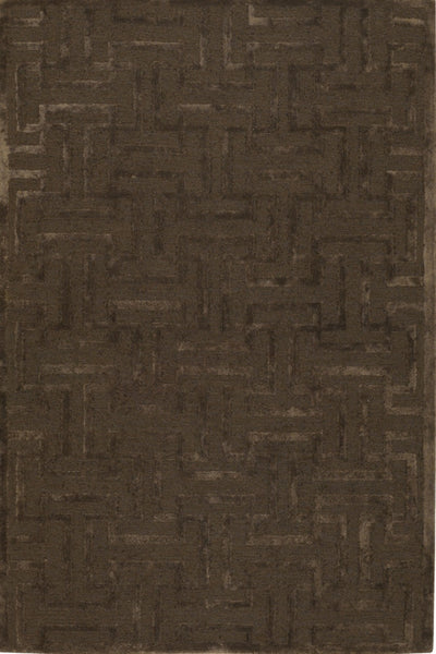 BROWN GEOMETRIC HAND KNOTTED CARPET