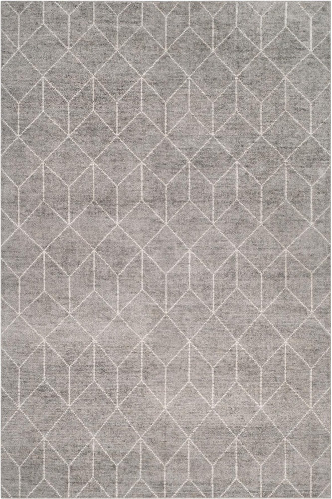 GREY GEOMETRIC HAND KNOTTED CARPET