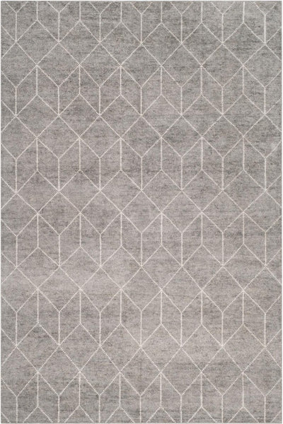 GREY GEOMETRIC HAND KNOTTED CARPET