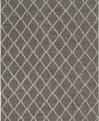 CHARCOAL GREY GEOMETRIC HAND KNOTTED CARPET