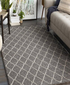 CHARCOAL GREY GEOMETRIC HAND KNOTTED CARPET