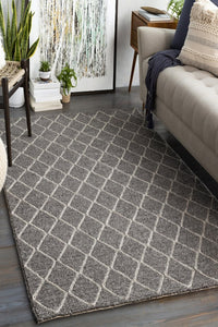 CHARCOAL GREY GEOMETRIC HAND KNOTTED CARPET by Imperial Knots - Image 2