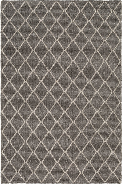 CHARCOAL GREY GEOMETRIC HAND KNOTTED CARPET