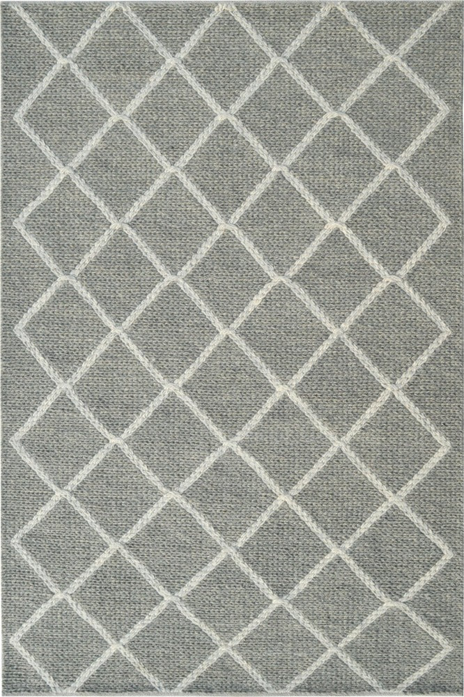 GREY GEOMETRIC HAND KNOTTED CARPET