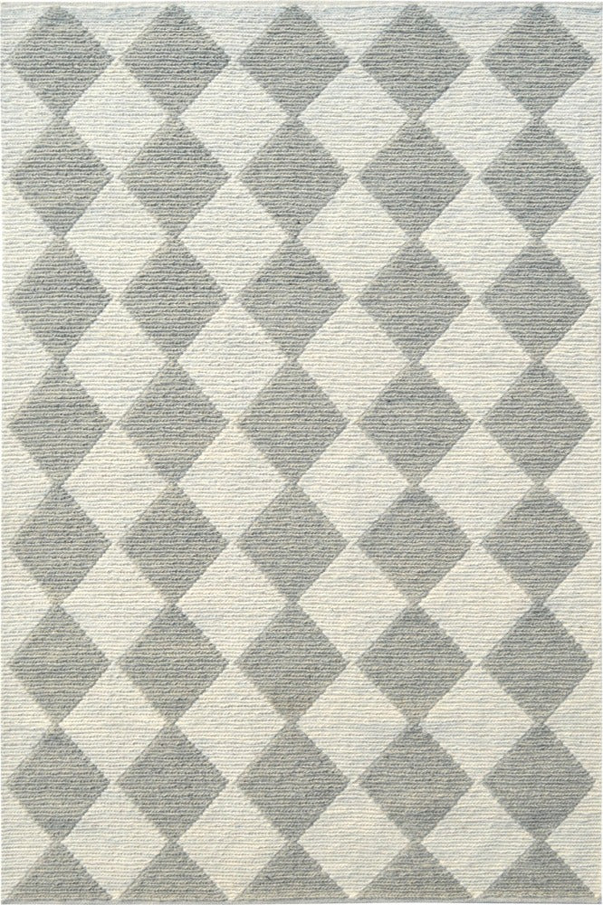 GREY IVORY GEOMETRIC HAND KNOTTED CARPET