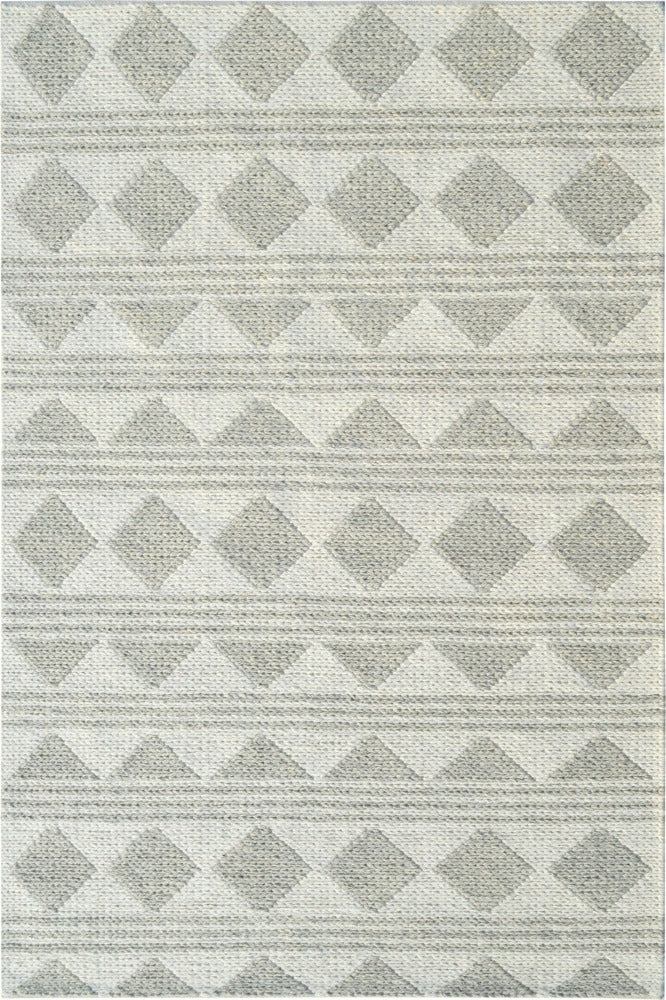 GREY IVORY GEOMETRIC HAND KNOTTED CARPET