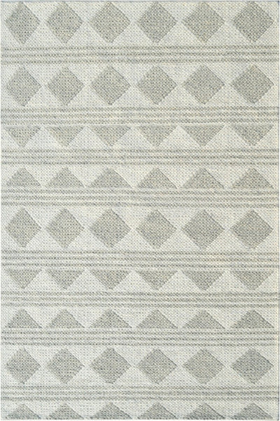 GREY IVORY GEOMETRIC HAND KNOTTED CARPET