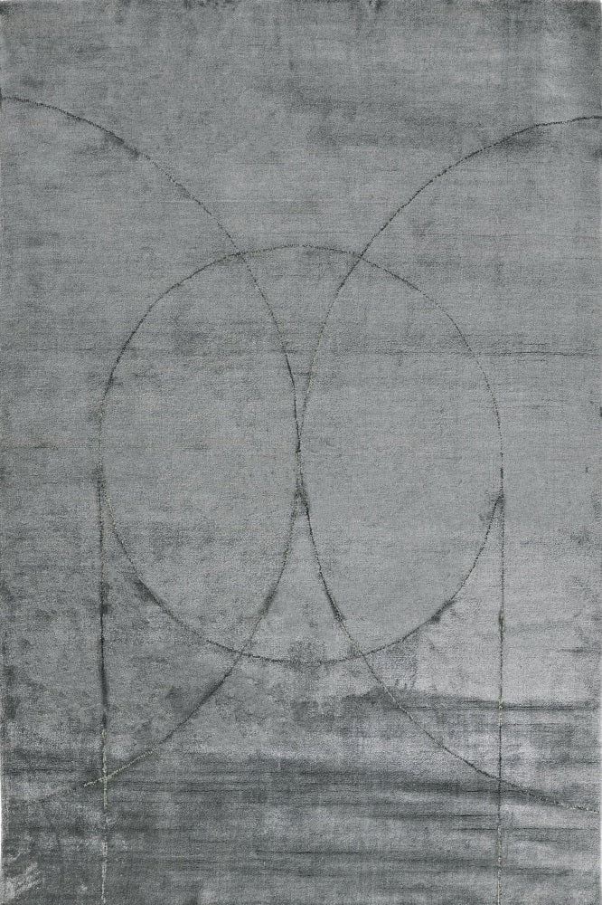 GREY GEOMETRIC HAND KNOTTED CARPET