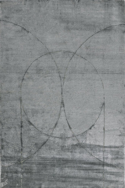 GREY GEOMETRIC HAND KNOTTED CARPET