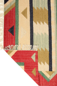 RED CLASSICA MULTICOLOR HAND WOVEN KILIM DHURRIE by Imperial Knots - Image 4