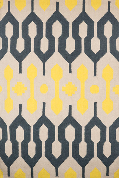 YELLOW CHARCOAL ANKARA HAND WOVEN DHURRIE