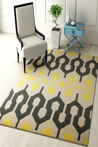 YELLOW CHARCOAL ANKARA HAND WOVEN DHURRIE by Imperial Knots - Image 2
