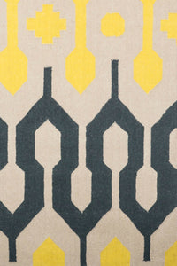 YELLOW CHARCOAL ANKARA HAND WOVEN DHURRIE by Imperial Knots - Image 3