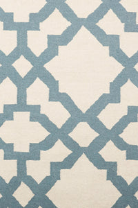 IVORY BLUE GEOMETRIC HAND WOVEN DHURRIE by Imperial Knots - Image 3