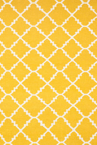 YELLOW AND IVORY MOROCCAN HAND WOVEN DHURRIE by Imperial Knots - Image 1