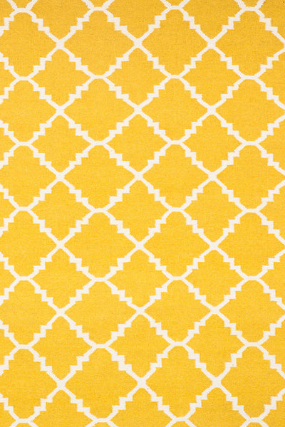 YELLOW AND IVORY MOROCCAN HAND WOVEN DHURRIE