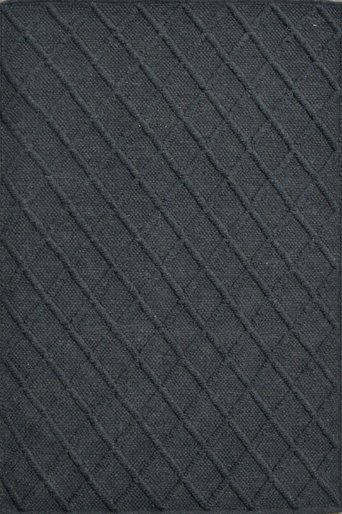 BLACK GEOMETRIC HAND WOVEN DHURRIE by Imperial Knots - Image 1