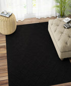 BLACK GEOMETRIC HAND WOVEN DHURRIE by Imperial Knots - Image 2