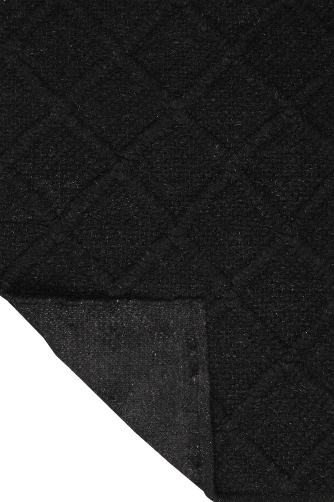 BLACK GEOMETRIC HAND WOVEN DHURRIE by Imperial Knots - Image 4