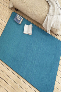 BLUE SOLID HAND WOVEN DHURRIE by Imperial Knots - Image 2