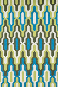 GREEN WISHBONE HAND WOVEN KILIM DHURRIE by Imperial Knots - Image 1