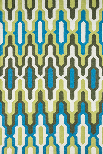 GREEN WISHBONE HAND WOVEN KILIM DHURRIE