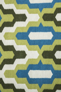 GREEN WISHBONE HAND WOVEN KILIM DHURRIE by Imperial Knots - Image 2