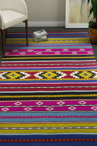 MULTICOLOR HAND WOVEN AZTEC KILIM DHURRIE by Imperial Knots - Image 2