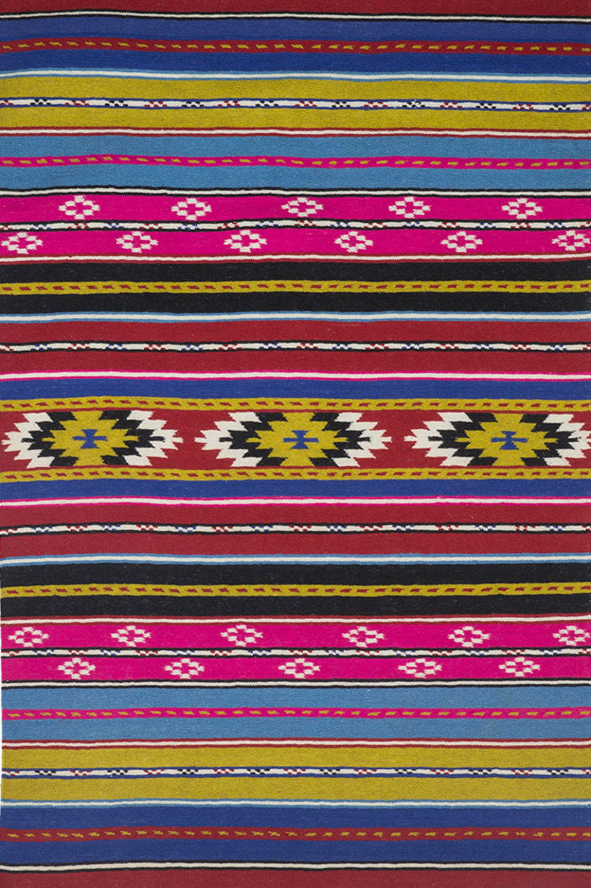 MULTICOLOR HAND WOVEN AZTEC KILIM DHURRIE
